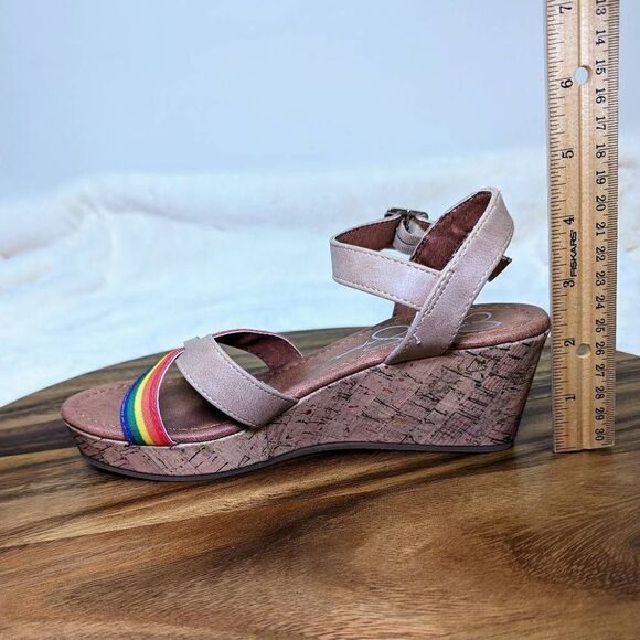 Jessica Simpson Kids Rainbow Strap Buckle Wedges Sandals Brown Size 4 - Picture 8 of 10